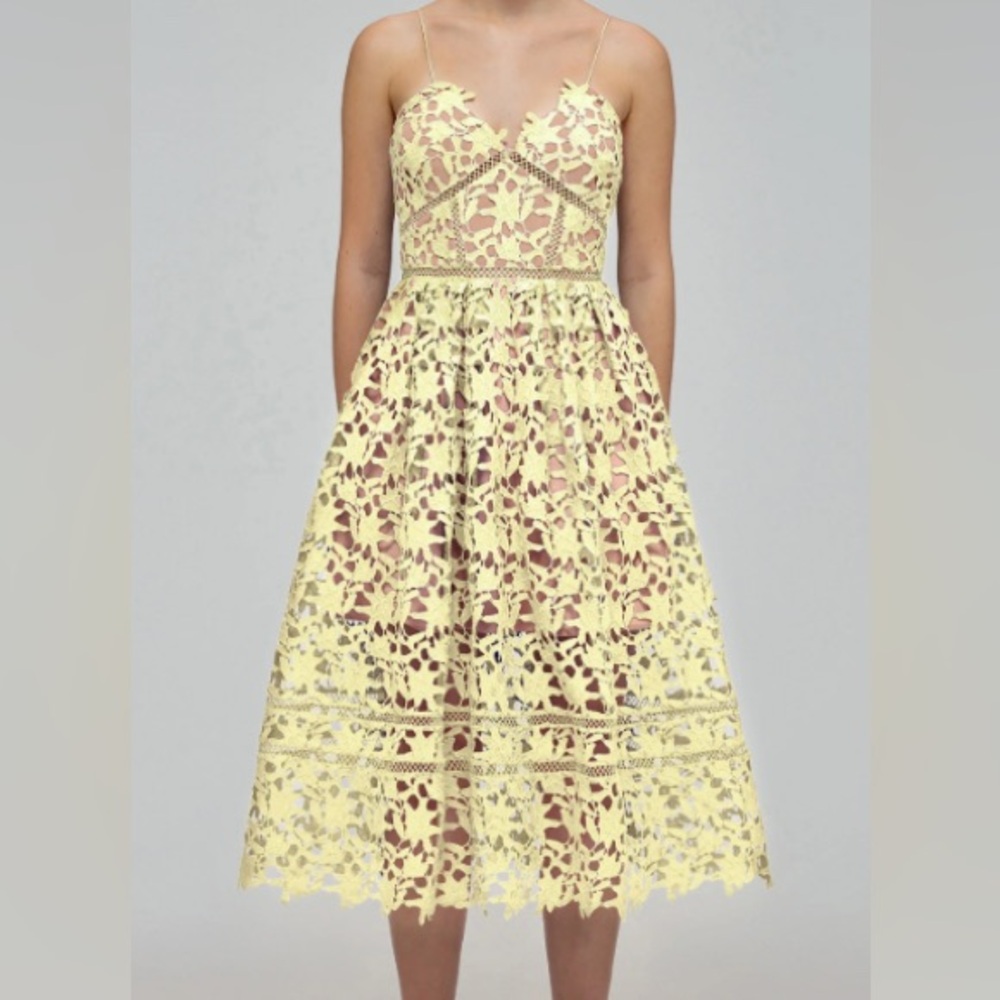 Self-Portrait Azalea Midi dress in butter yellow